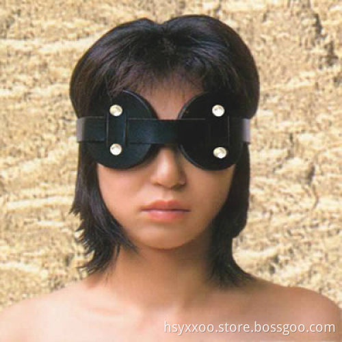 Leather Circular Mask Blindfold For Adult Games Red and black Blindfold Eyeshade Sex Toys For Couple Adult Sex Products